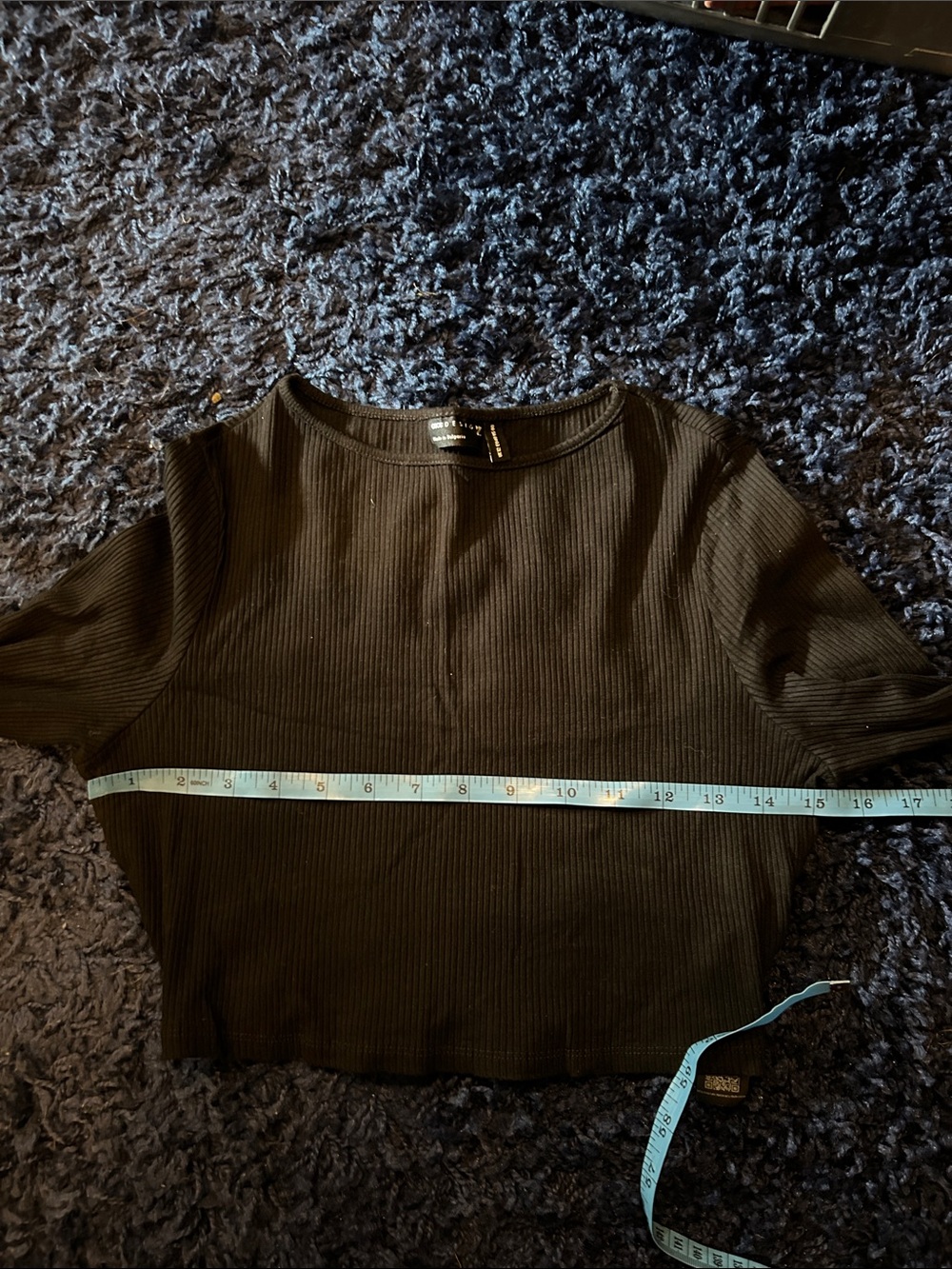 ASOS Black Ribbed Long-Sleeve Crop Top - Picture 6 of 7